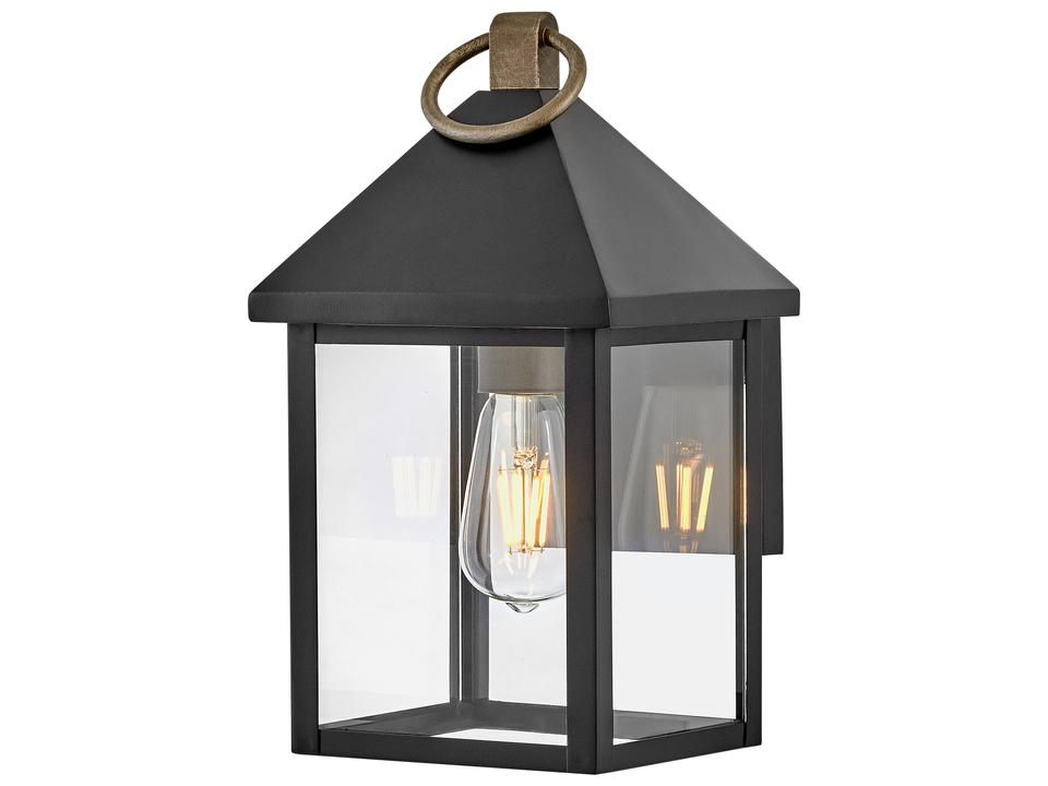 Rhett 1-Light Outdoor Wall Sconce in Black and Burnished Bronze