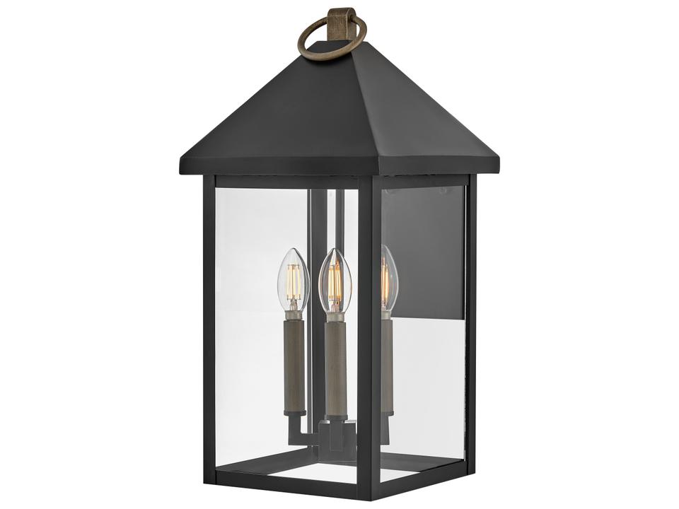 Rhett 3-Light Wall Lantern in Black and Burnished Bronze