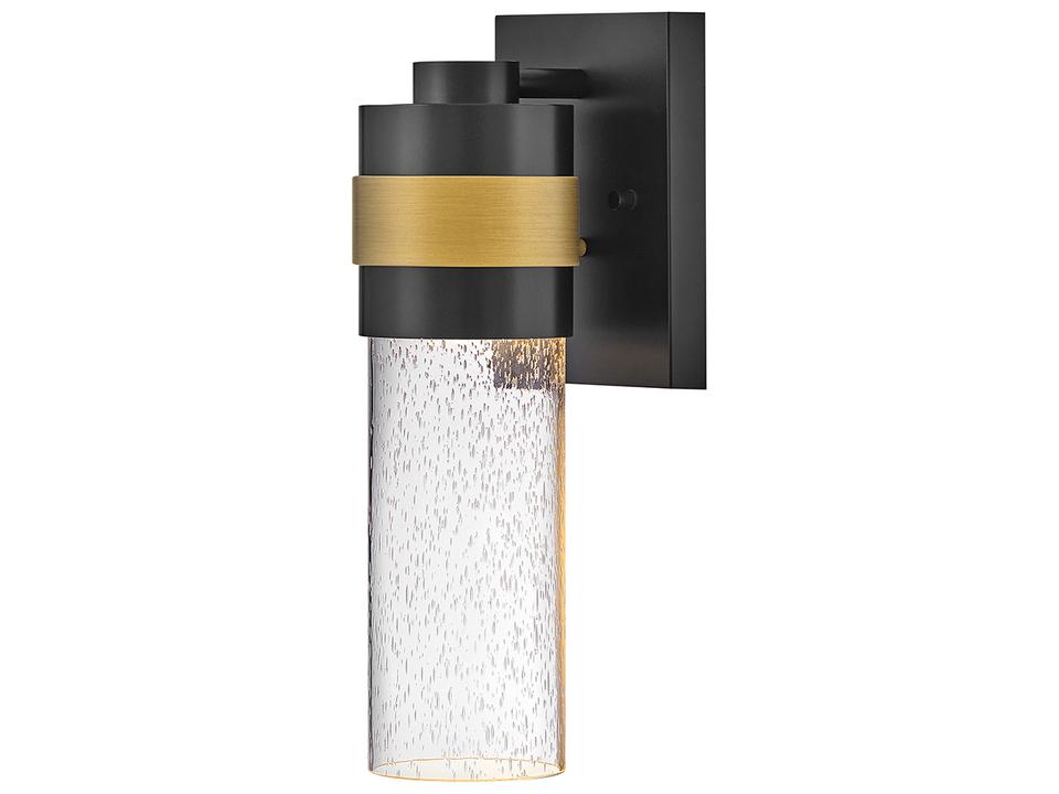 Albie 1-Light Outdoor Wall Light in Black and Antique Brass