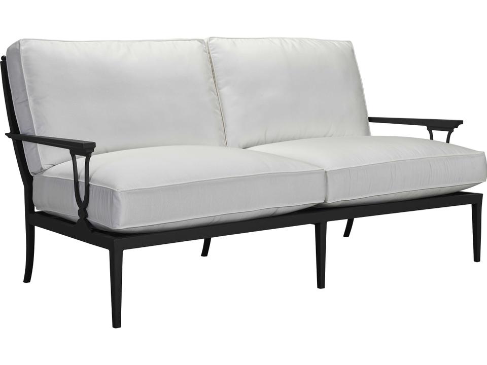 Winterthur Aluminum Outdoor Sofa with Mesh Back in Obsidian Black