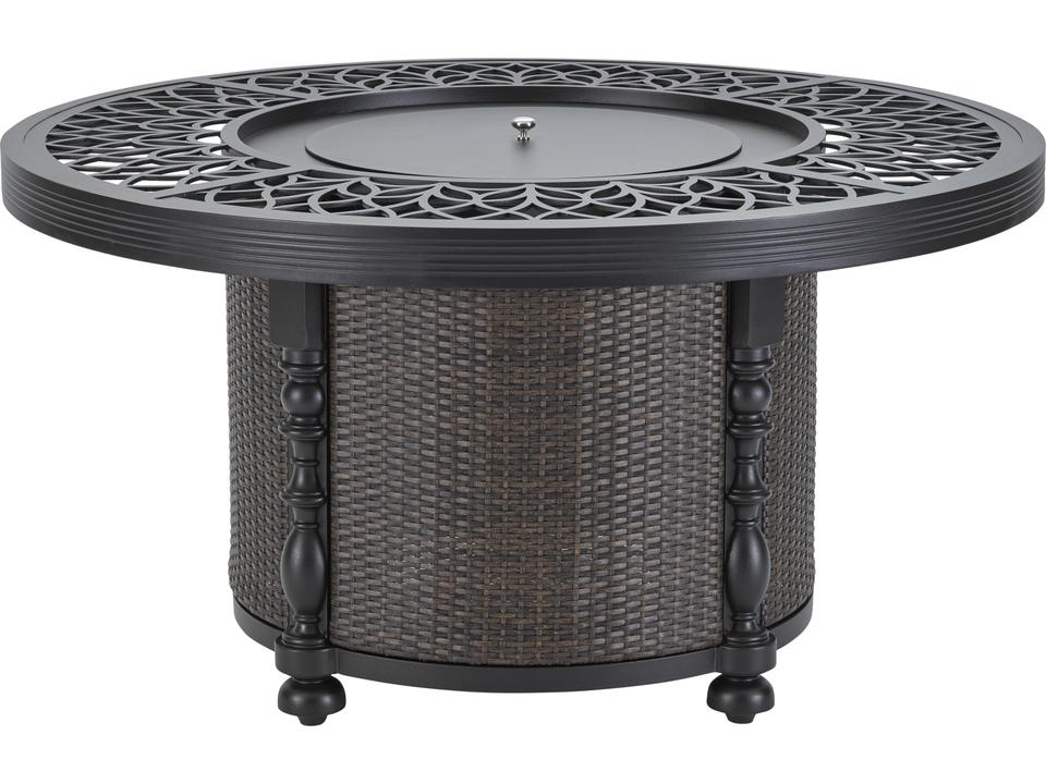 Hemingway Islands 48-Inch Round Gas Fire Pit in Black Truffle