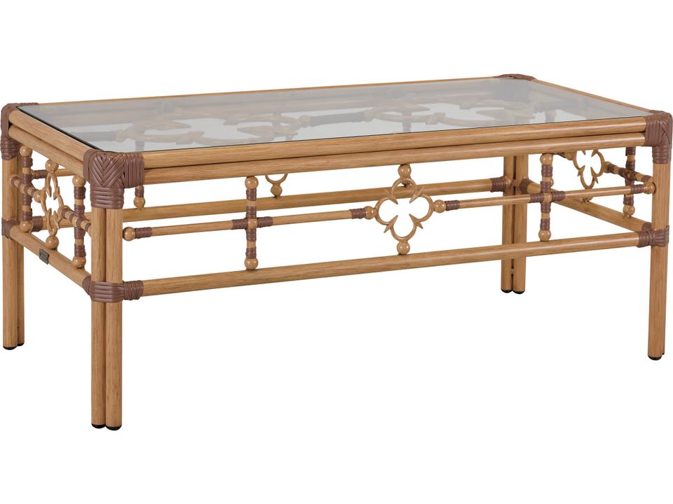 Mimi By Celerie Kemble Raffia Aluminum Rectangular Glass Top Patio Coffee Table