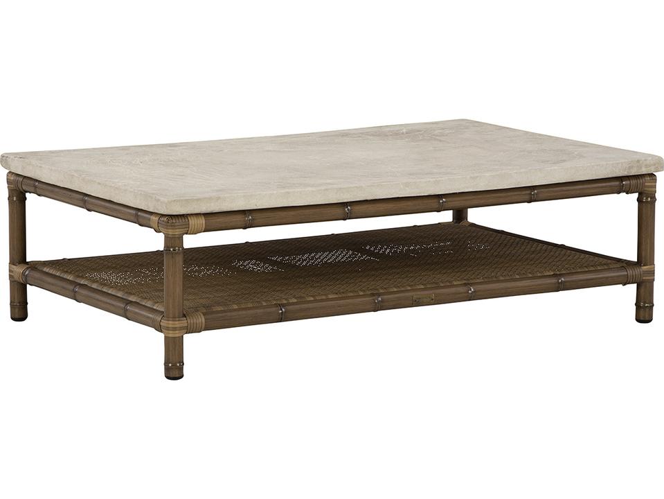 Brooks Rectangular Outdoor Coffee Table with Ivory Lava Stone Top
