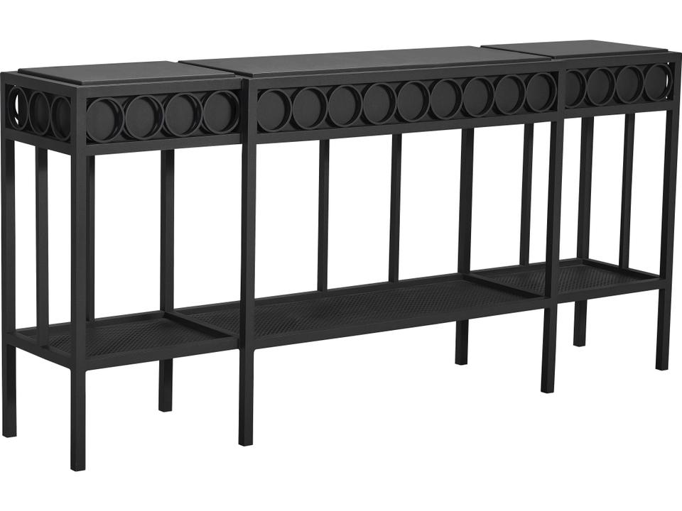 Winterthur Obsidian Black Aluminum Rectangular Outdoor Patio Console Table