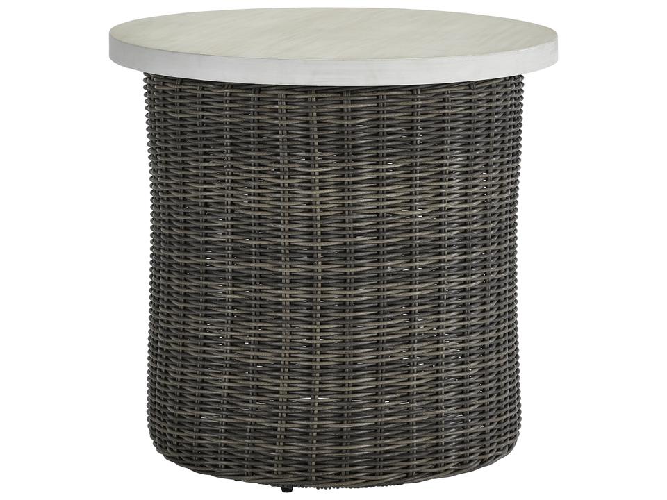 Oasis Round Outdoor End Table Hand-Woven Ash Wicker
