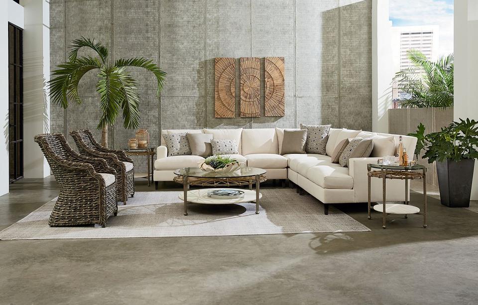 Hemingway Driftwood Wicker Sectional Lounge Set