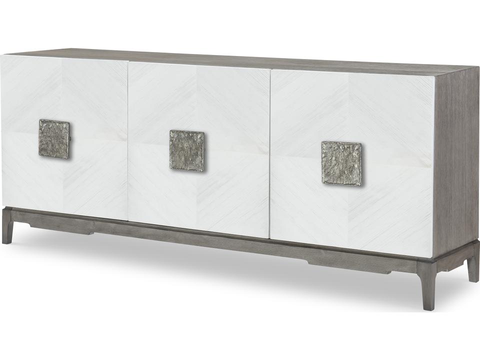 Terra Luna 76-Inch Pine Wood Media Console White Cloud and Nightfall