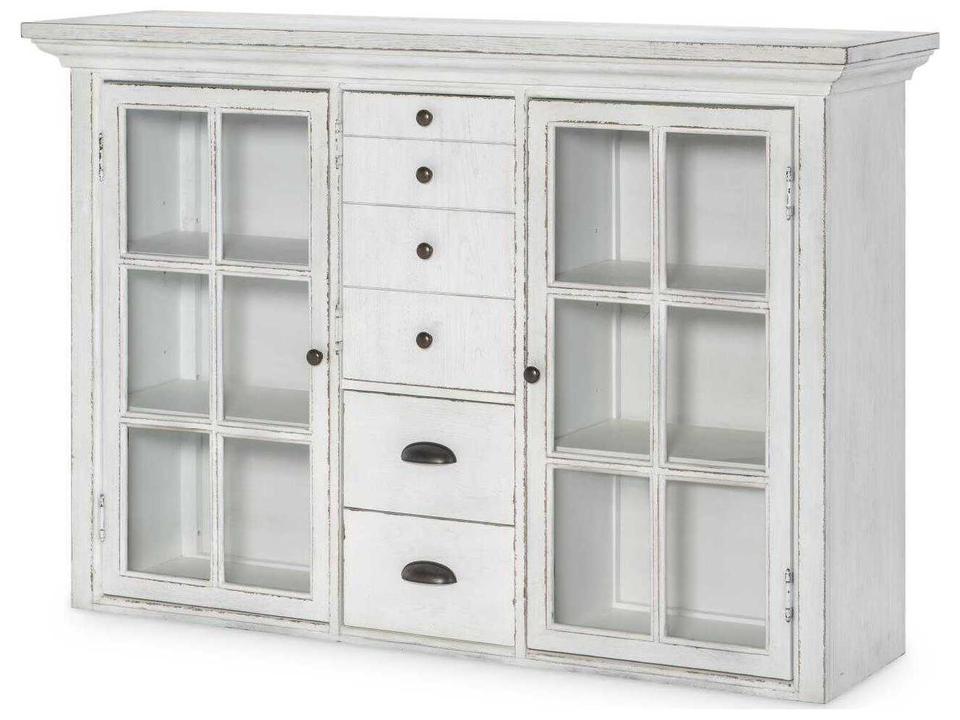 Cottage Park Hardwood Aged White Display Cabinet