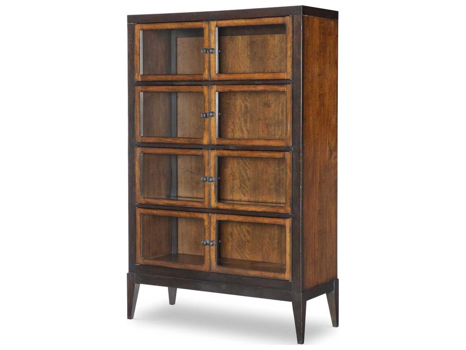 Fenmore Display Cabinet Poplar Wood Mocha Distressed Cherry