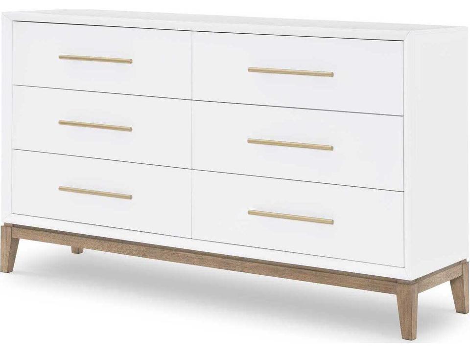 legacy classic chelsea dresser in white 6-Drawer — Poplar Wood with Gold Accents Bedroom furniture