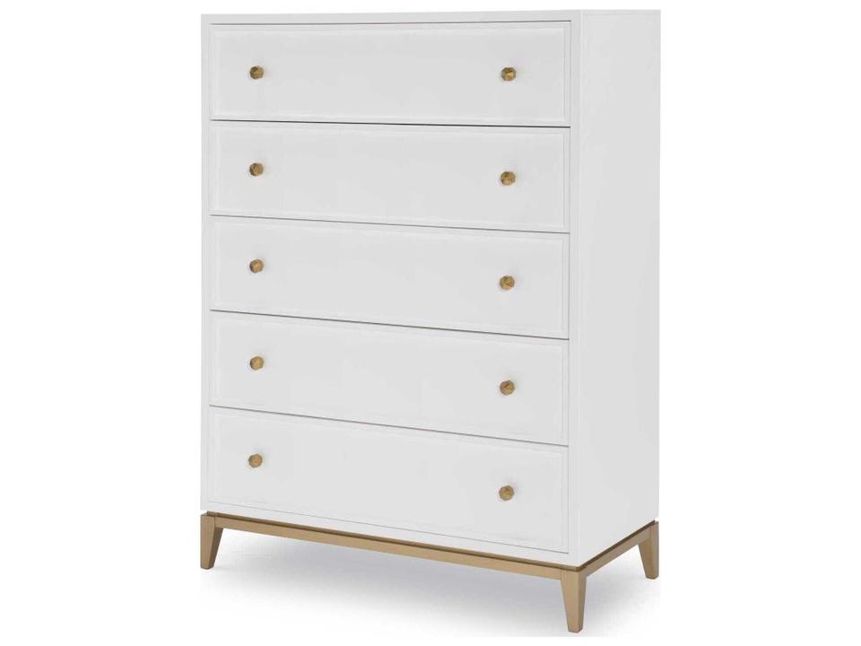 Chelsea By Rachael Ray 5-Drawer Accent Chest in White with Gold Accents