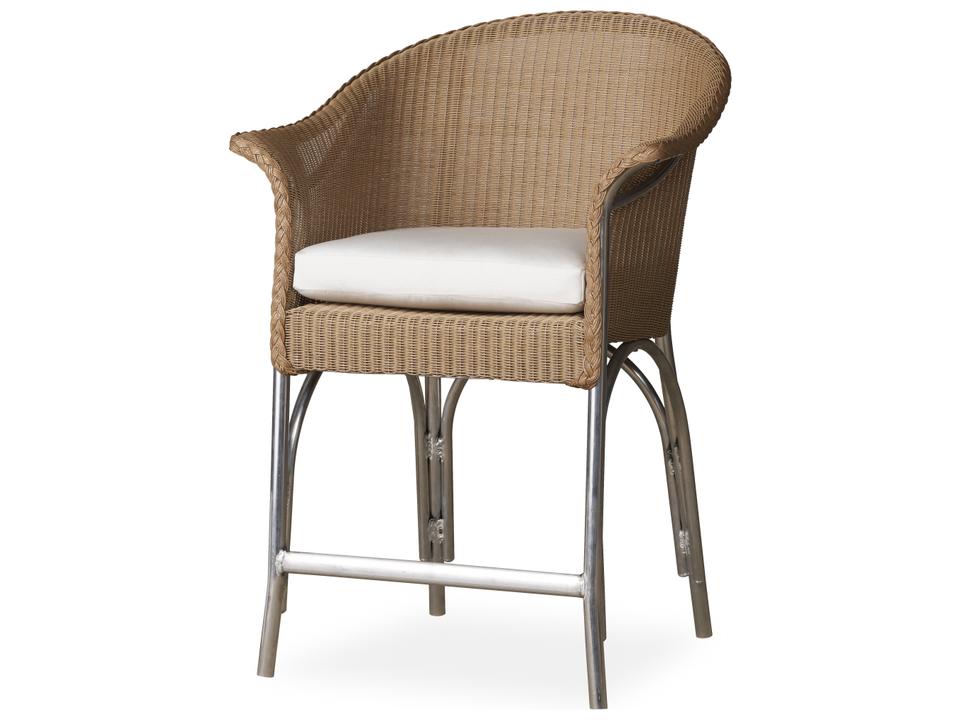 All Seasons Outdoor Wicker Balcony Counter Stool with Padded Seat