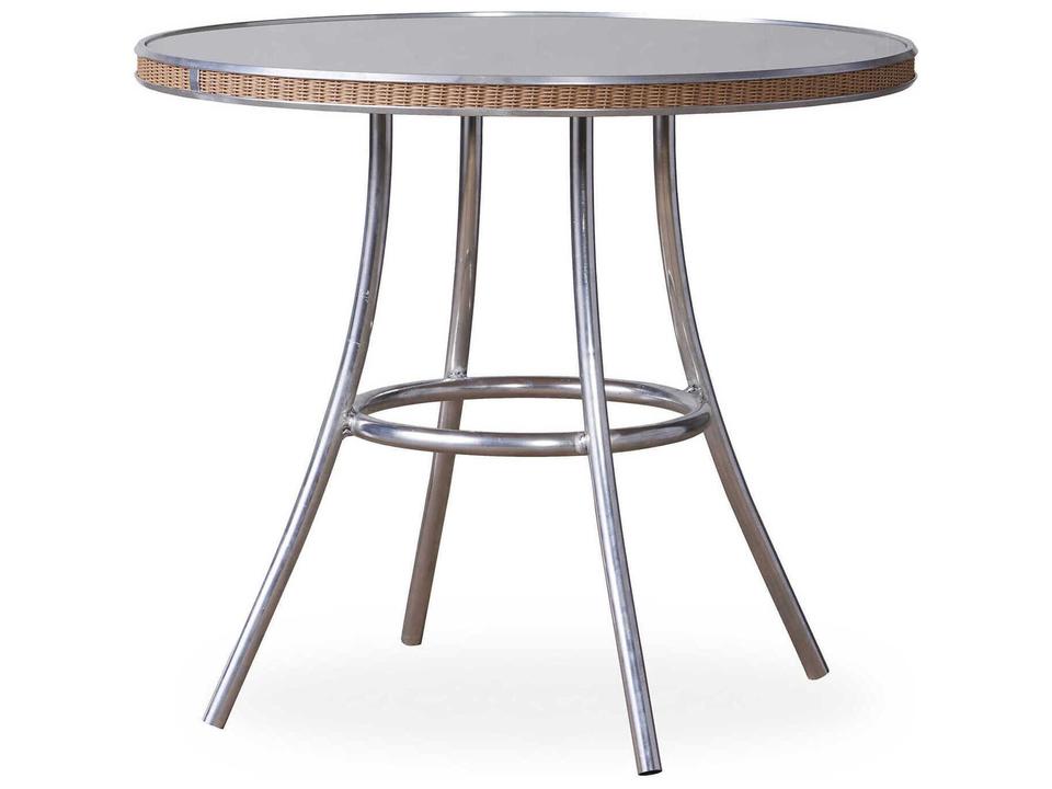 All Seasons Wicker Round Taupe Glass Top Patio Bistro Table