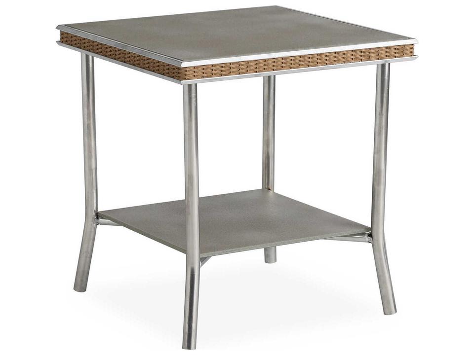 Visions Lloyd Loom Wicker Square Glass End Table