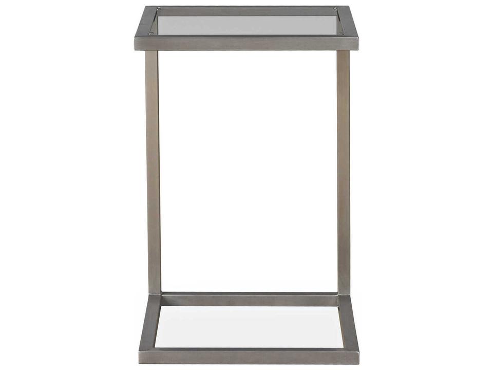 Elements Stainless Steel Rectangular Outdoor End Table with Glass