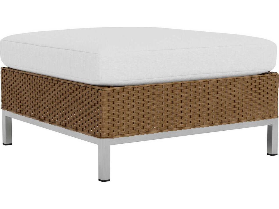 Elements Lloyd Loom Ottoman with Stainless Steel Legs