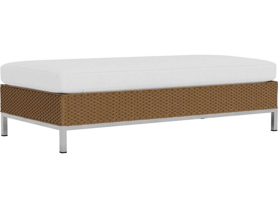 Elements Steel Wicker Large Outdoor Ottoman with Lloyd Loom