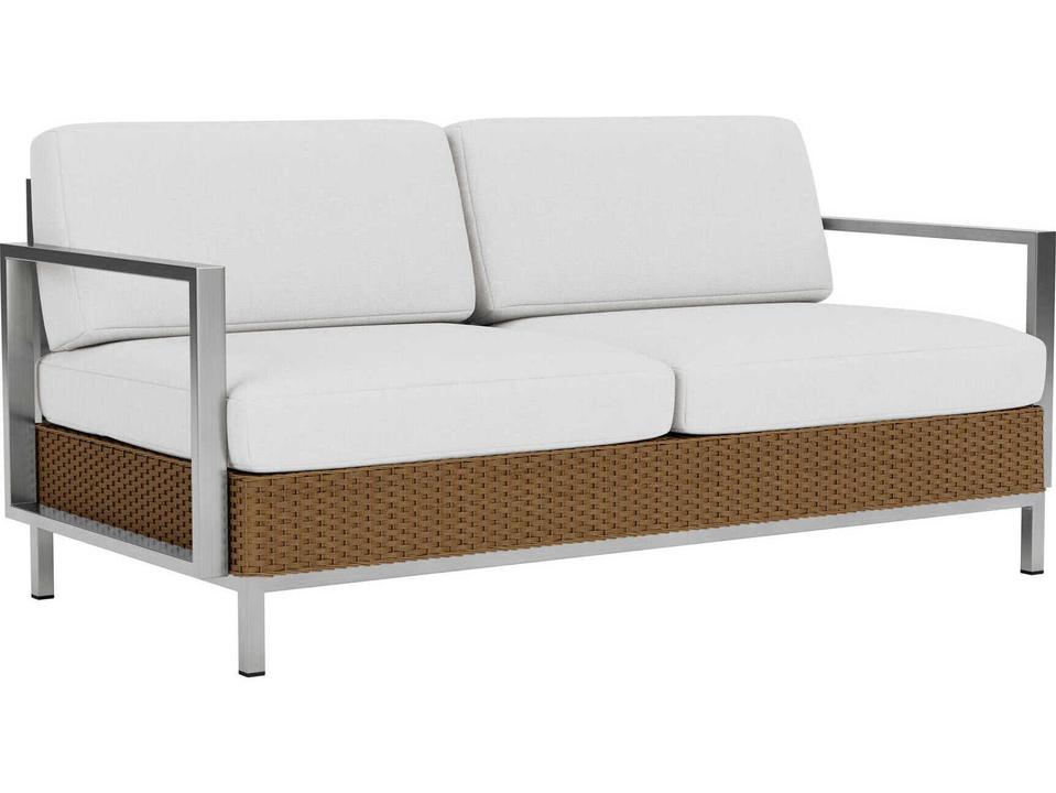 Elements Wicker Loveseat with Stainless Steel Arms