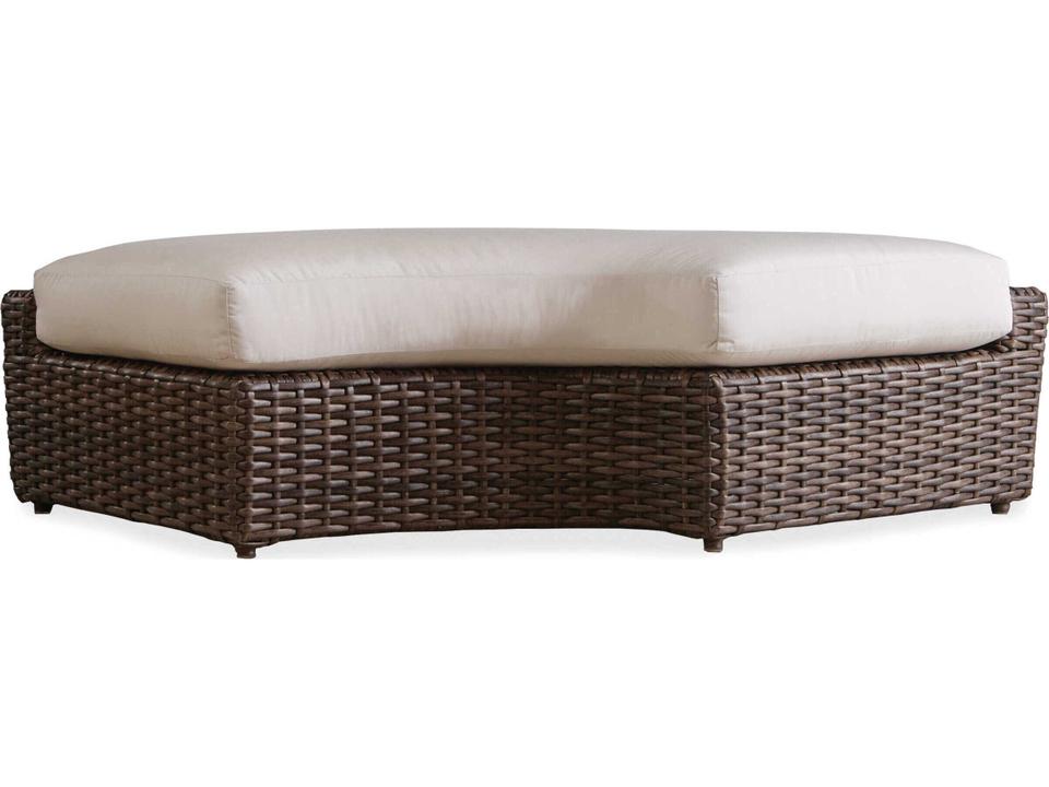 Largo Outdoor Patio Bench with Cushions in Vintage Oak Wicker