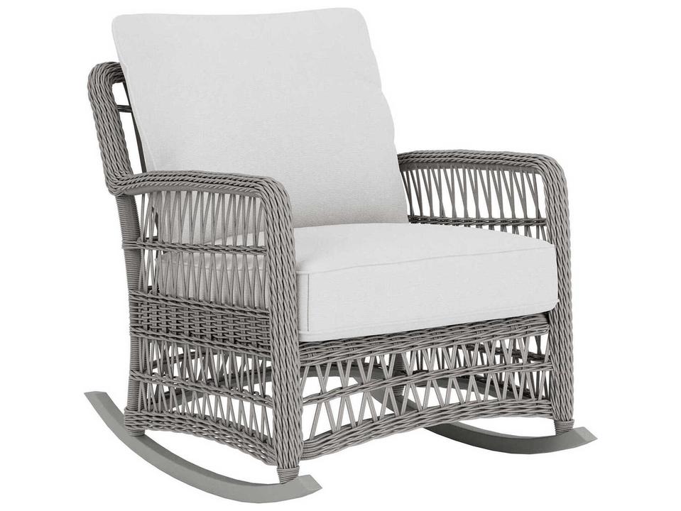 Mackinac Virgin Vinyl Wicker Lounge Rocker with Cushions