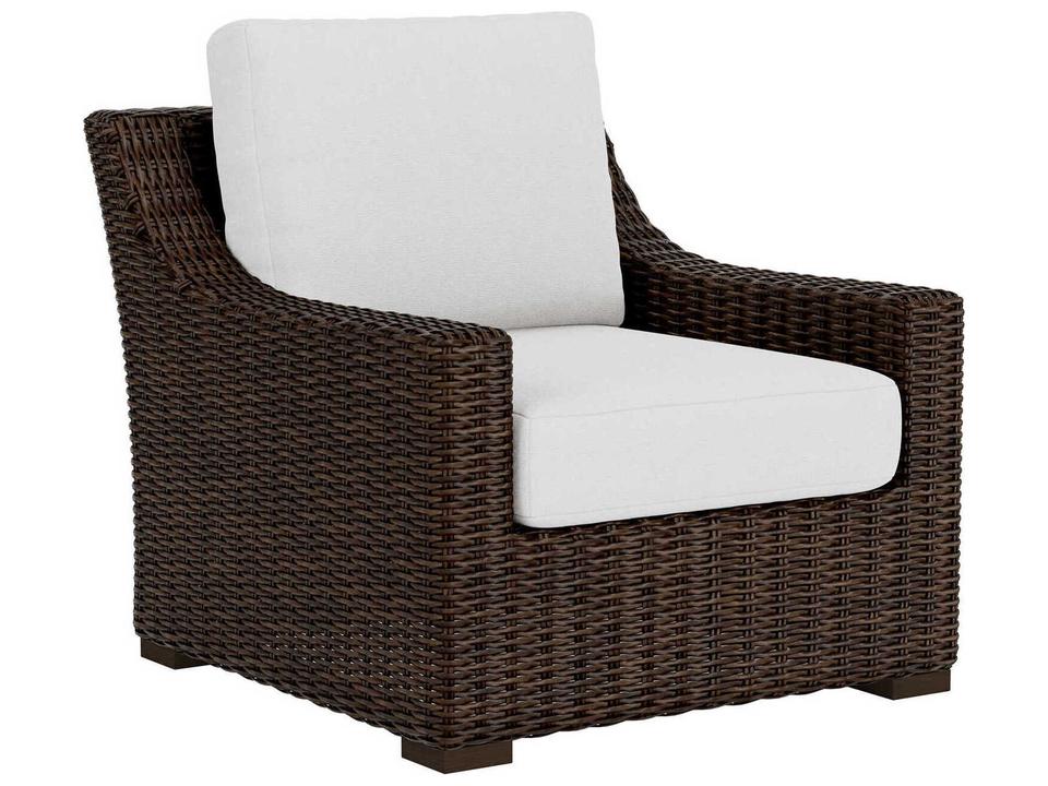Mesa Woven Vinyl Wicker Lounge Chair in Pecan