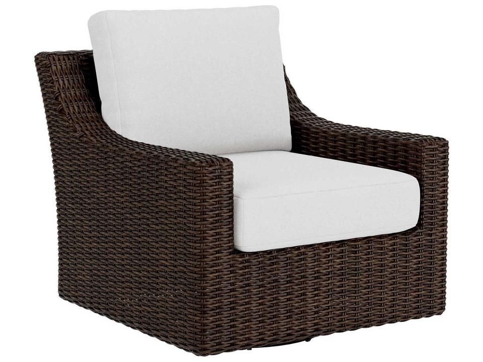Mesa Swivel Glider Woven Vinyl Lounge Chair in Pecan