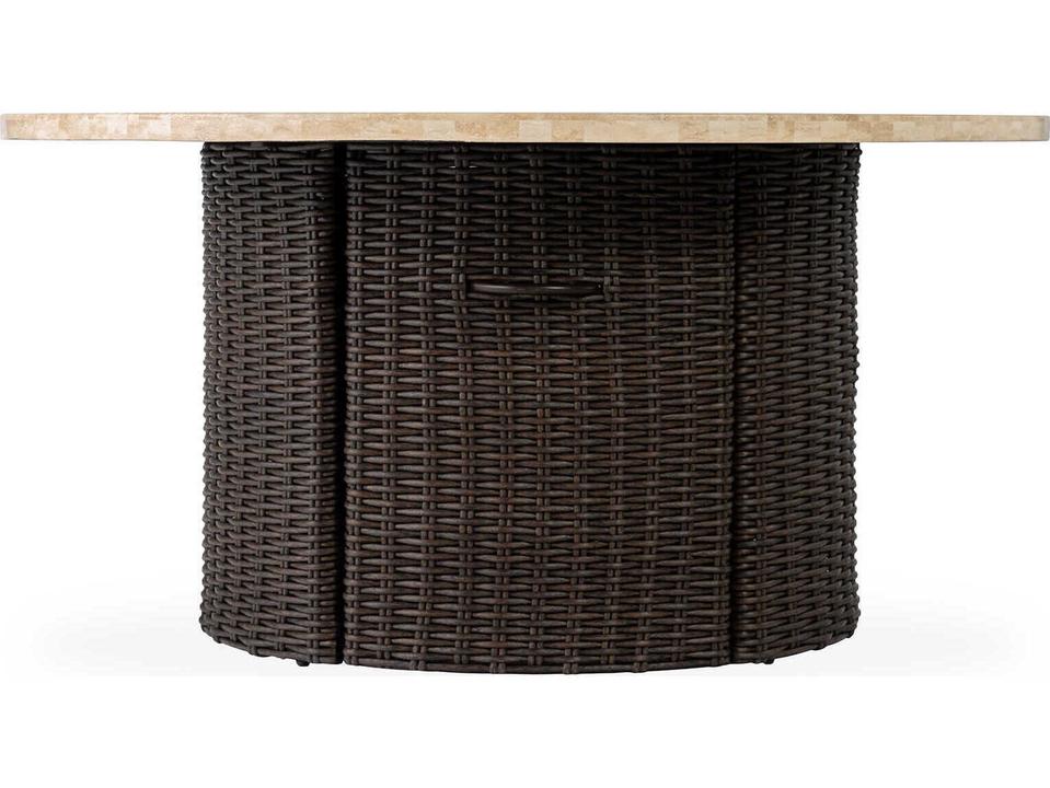 Mesa 48 Inch Round Outdoor Fire Table with Travertine Top