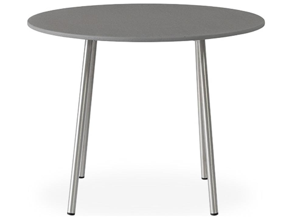 Elevation Round End Table with Light Gray Corian Top