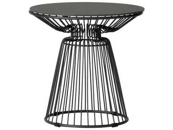 Escape 18-Inch Round Aluminum End Table in Matte Charcoal