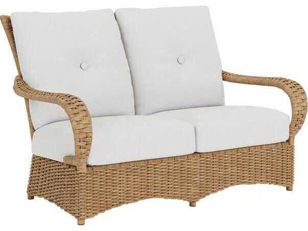 Magnolia Woven Vinyl Wicker Loveseat in Sandcastle