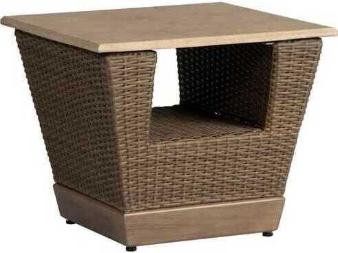 Charisma 24-Inch Square End Table with Vinyl Wicker and Stone Top