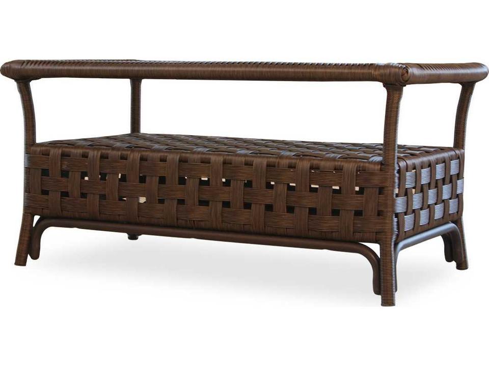 Haven Wicker Rectangular Outdoor Coffee Table with Glass Top in Tobacco