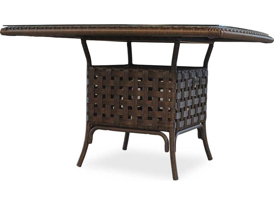 Haven 47-Inch Square Outdoor Dining Table with Umbrella Hole in Tobacco