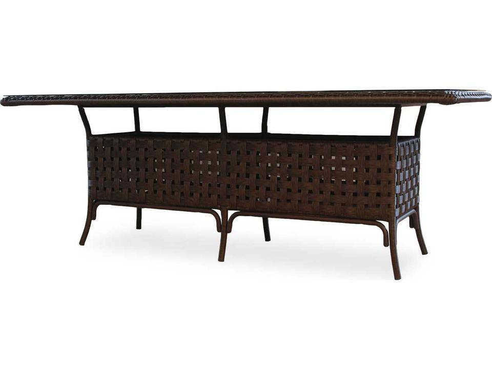 Haven 84-Inch Rectangular Wicker Dining Table with Umbrella Hole