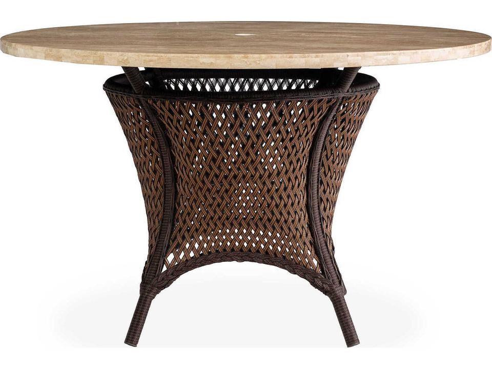 Grand Traverse 48-Inch Round SunLoom Vinyl Wicker Stone Top Dining Table