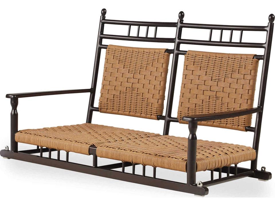 Low Country Outdoor Porch Swing in Natural Vinyl and Antique Black