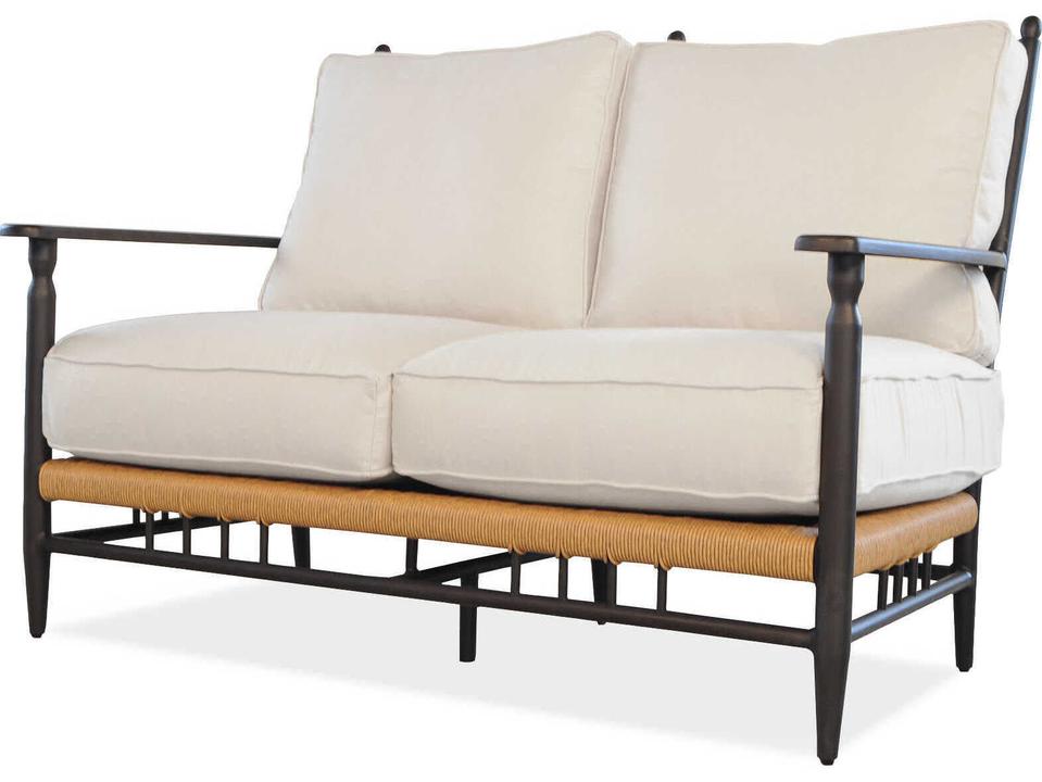 Low Country Woven Vinyl Wicker Loveseat in Antique Black