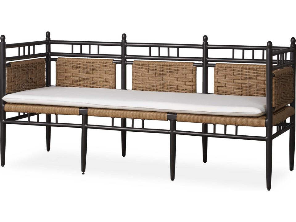 Low Country 3-Seat Woven Vinyl Outdoor Bench in Antique Black