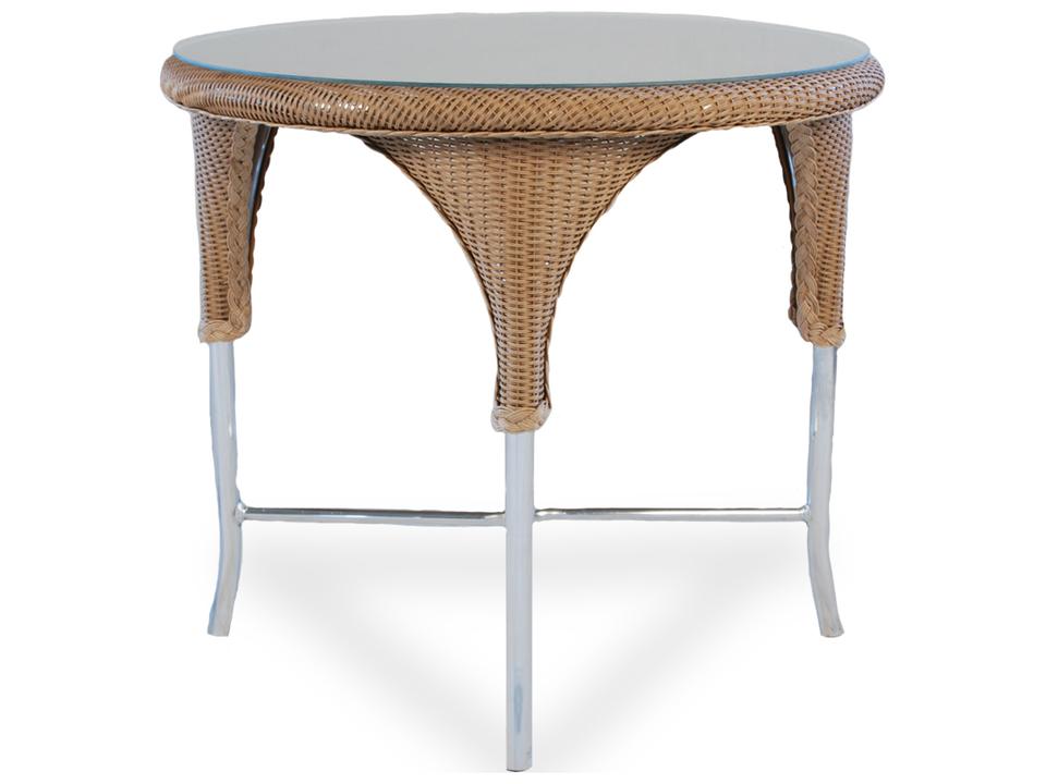 Wicker Round Glass Patio Dining Table