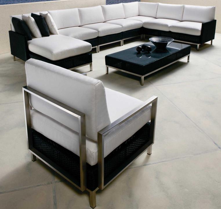 Elements Steel Wicker Sectional Patio Lounge Set