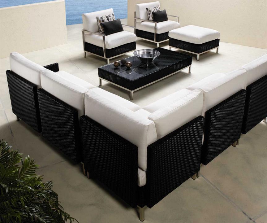 Elements Steel Wicker Sectional Outdoor Lounge Set