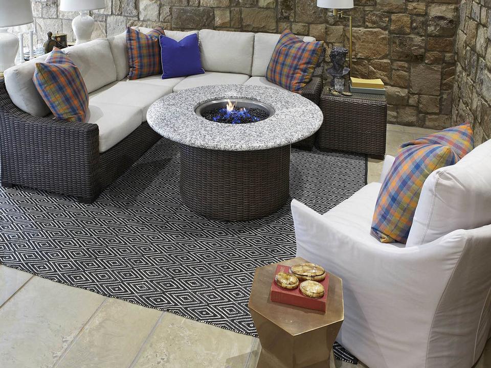 Mesa Wicker Sectional Firepit Outdoor Patio Lounge Set