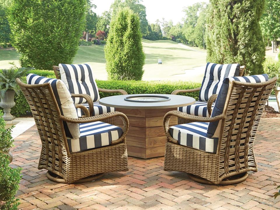 Magnolia Wicker Fire Pit Outdoor Lounge Set