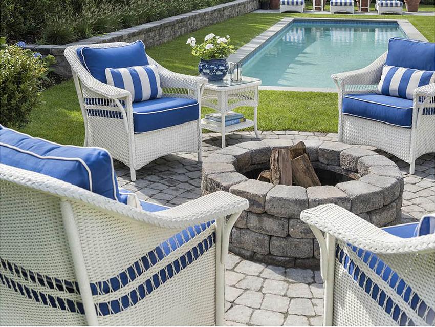 Nantucket Wicker Firepit Patio Lounge Set