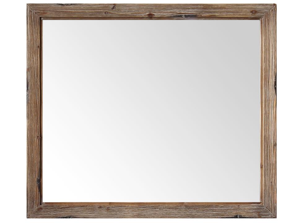 Wh Series 42-Inch Rustic Brown Wood Wall Mirror