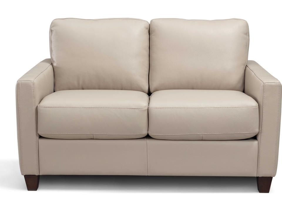 Millbrook 100% Top Grain Leather Loveseat in Taupe Plain