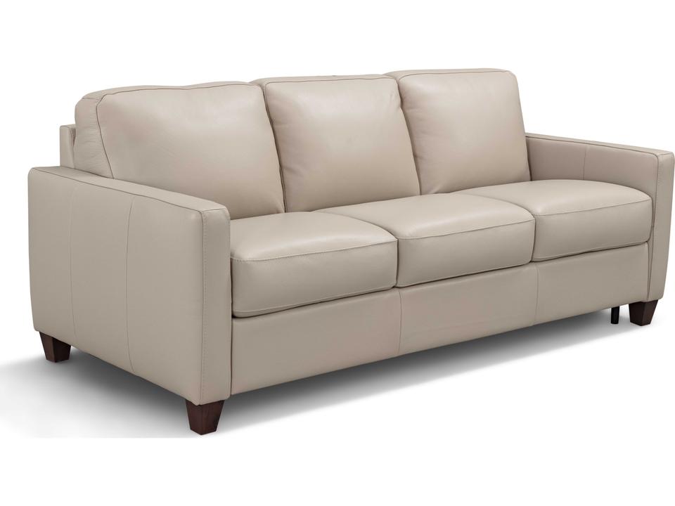 Millbrook 3-Seat Top Grain Leather Sofa in Taupe Plain