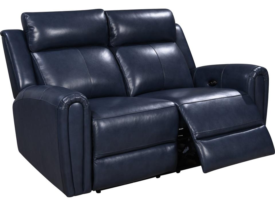 Jonathan Power Reclining Leather Loveseat in Blue