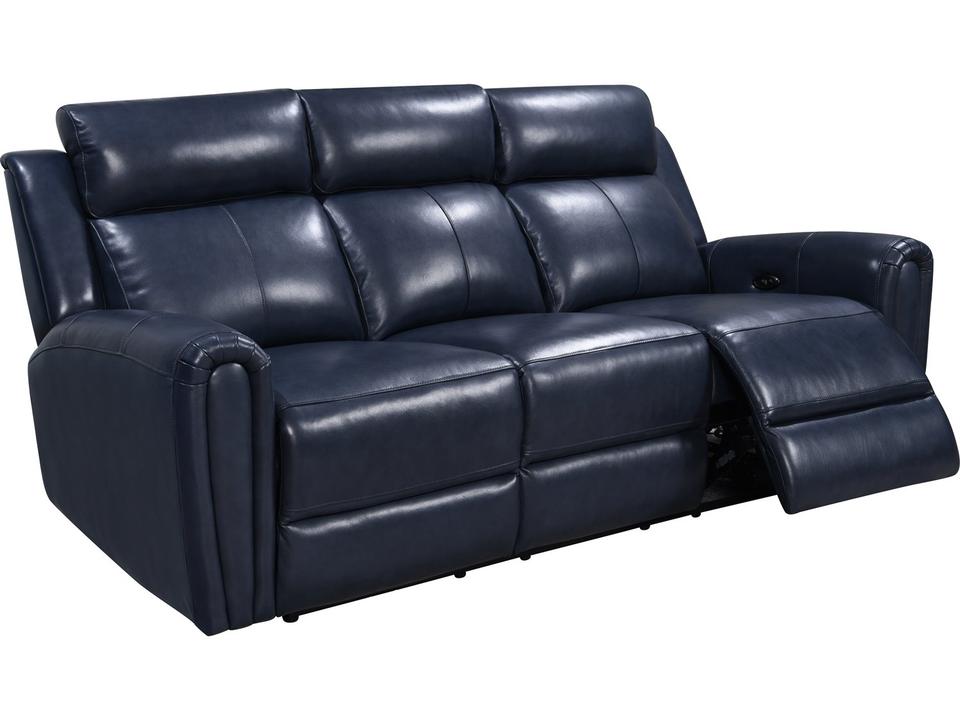 Jonathan Power Reclining 3-Seat Sofa in Blue Leather