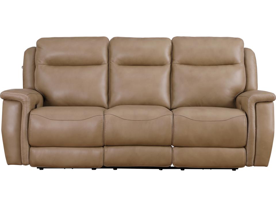 Fischer 3-Seat Power Reclining Leather Match Sofa in Saddle